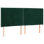 sengegavl med LED-lys 203x16x118/128 cm fløjl mørkegrøn