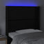 sengegavl med LED-lys 93x16x118/128 cm kunstlæder sort