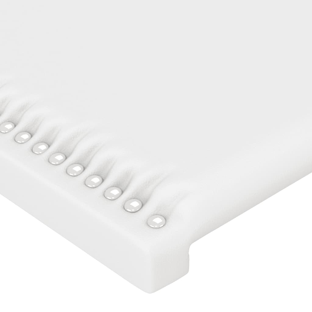 sengegavl med LED-lys 103x16x118/128 cm kunstlæder hvid