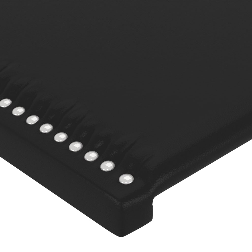 sengegavl med LED-lys 183x16x118/128 cm kunstlæder sort