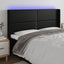 sengegavl med LED-lys 203x16x118/128 cm kunstlæder sort
