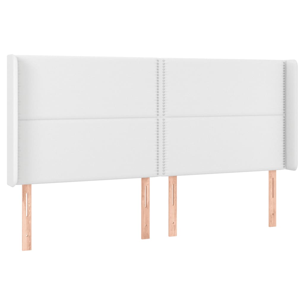 sengegavl med LED-lys 203x16x118/128 cm kunstlæder hvid