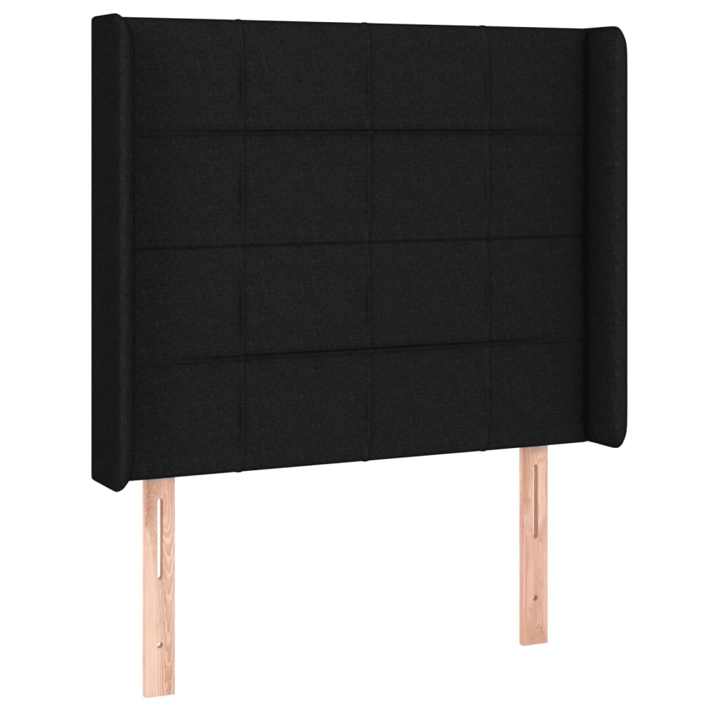 sengegavl med LED-lys 83x16x118/128 cm stof sort