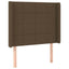 sengegavl med LED-lys 83x16x118/128 cm stof mørkebrun