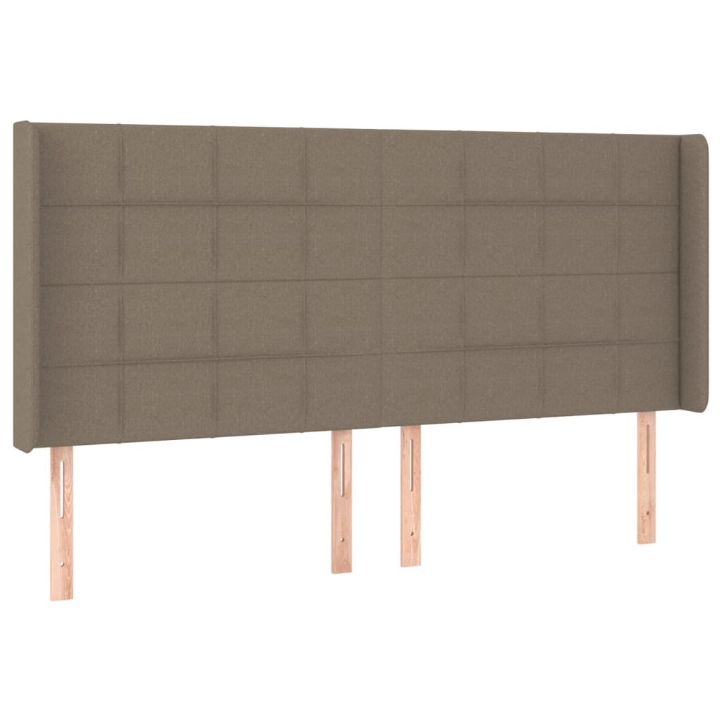 sengegavl med LED-lys 163x16x118/128 cm stof gråbrun