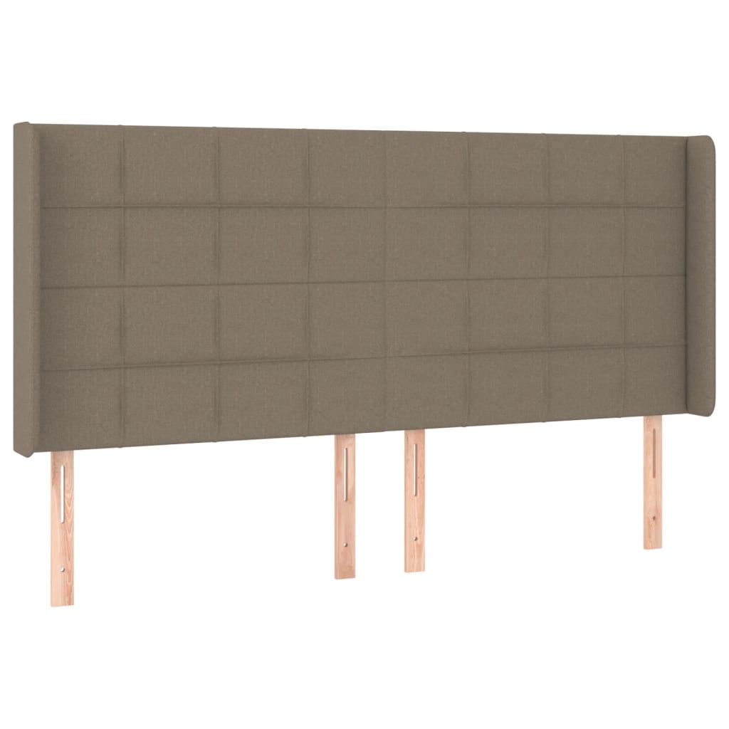 sengegavl med LED-lys 183x16x118/128 cm stof gråbrun