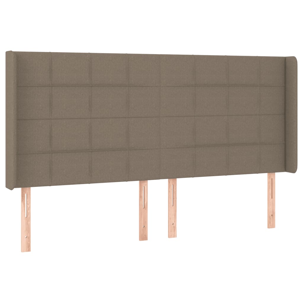 sengegavl med LED-lys 203x16x118/128 cm stof gråbrun