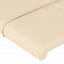 sengegavl med LED-lys 203x16x118/128 cm stof cremefarvet