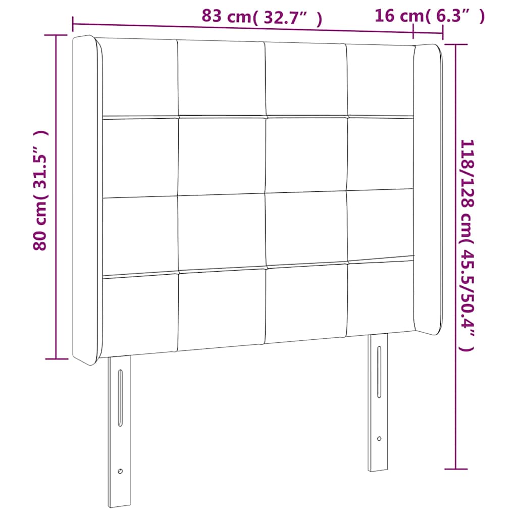 sengegavl med LED-lys 83x16x118/128 cm fløjl mørkegrøn
