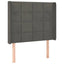 sengegavl med LED-lys 93x16x118/128 cm fløjl mørkegrå