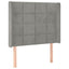 sengegavl med LED-lys 103x16x118/128 cm fløjl lysegrå