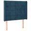 sengegavl med LED-lys 103x16x118/128 cm fløjl mørkeblå