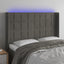 sengegavl med LED-lys 147x16x118/128 cm fløjl mørkegrå