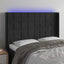 sengegavl med LED-lys 147x16x118/128 cm fløjl sort