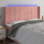 sengegavl med LED-lys 163x16x118/128 cm fløjl lyserød