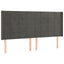sengegavl med LED-lys 203x16x118/128 cm fløjl mørkegrå