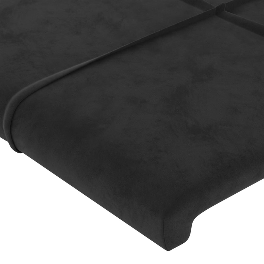 sengegavl med LED-lys 203x16x118/128 cm fløjl sort