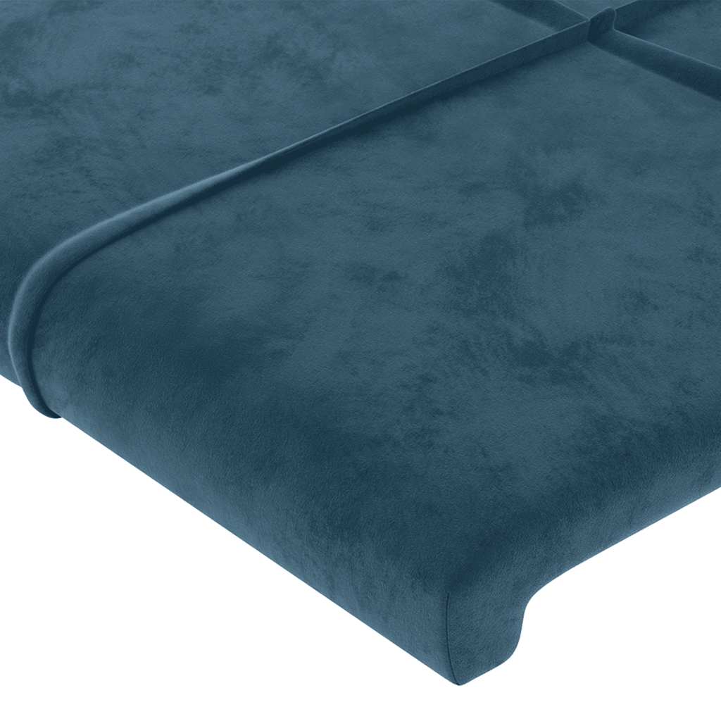 sengegavl med LED-lys 203x16x118/128 cm fløjl mørkeblå