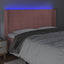 sengegavl med LED-lys 203x16x118/128 cm fløjl lyserød