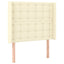 sengegavl med LED-lys 83x16x118/128 cm kunstlæder cremefarvet