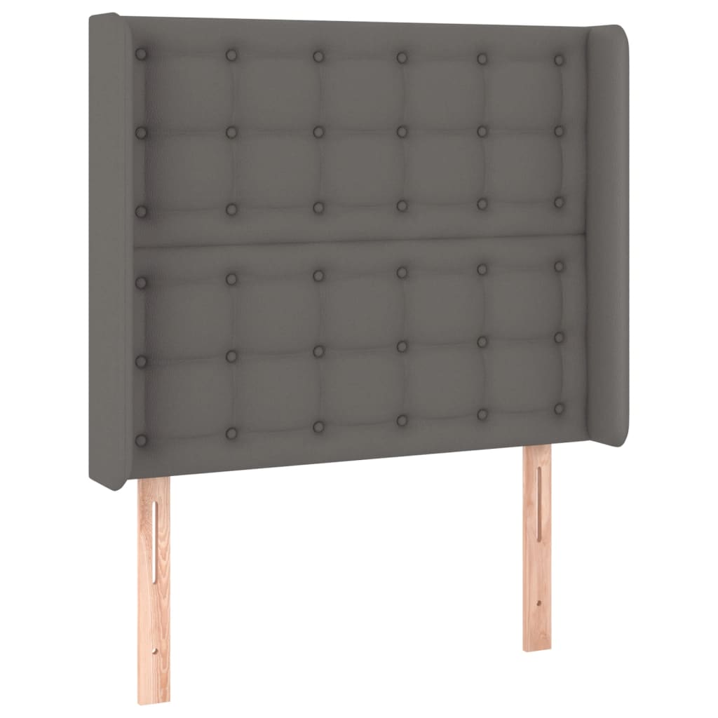 sengegavl med LED-lys 83x16x118/128 cm kunstlæder grå
