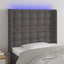 sengegavl med LED-lys 83x16x118/128 cm kunstlæder grå