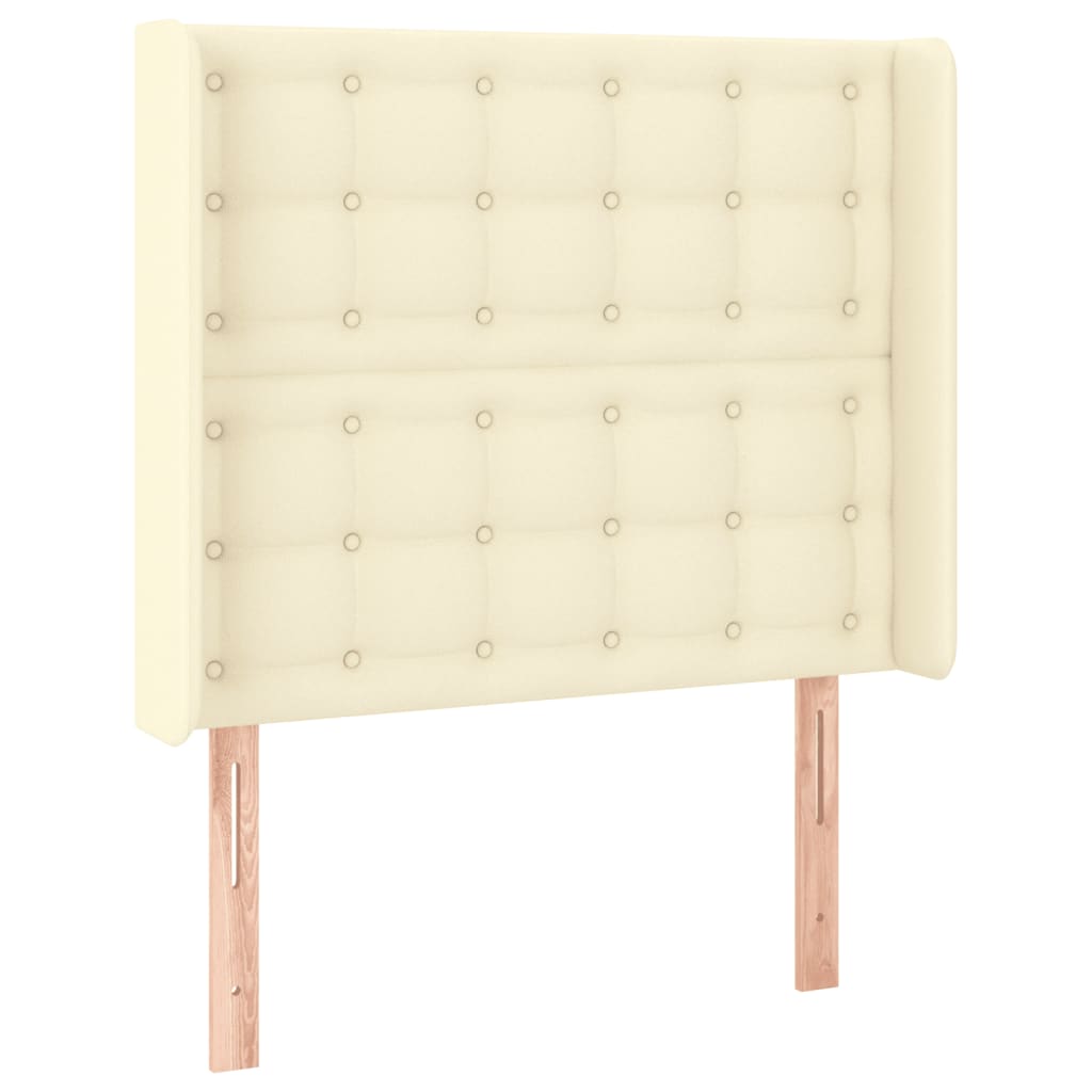 sengegavl med LED-lys 93x16x118/128 cm kunstlæder cremefarvet