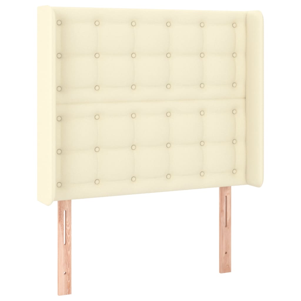 sengegavl med LED-lys 103x16x118/128 cm kunstlæder cremefarvet