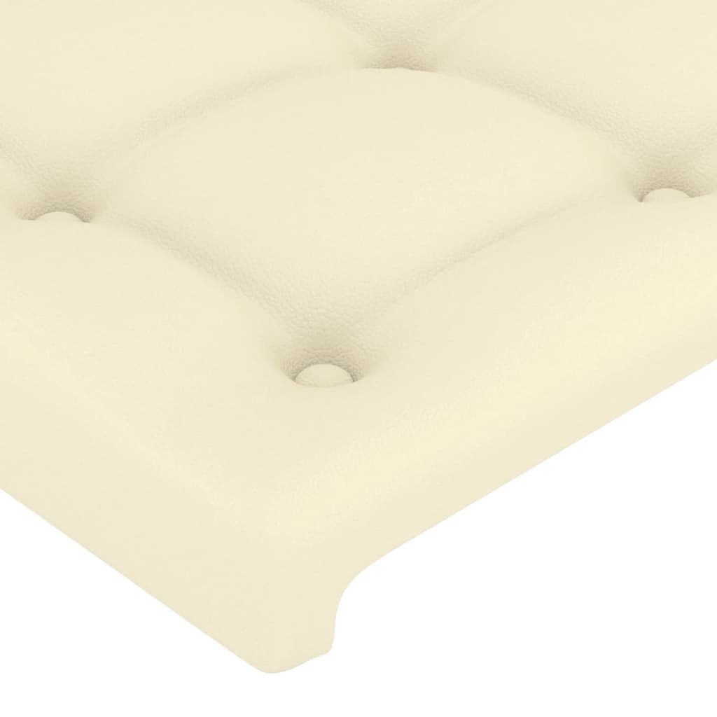 sengegavl med LED-lys 103x16x118/128 cm kunstlæder cremefarvet
