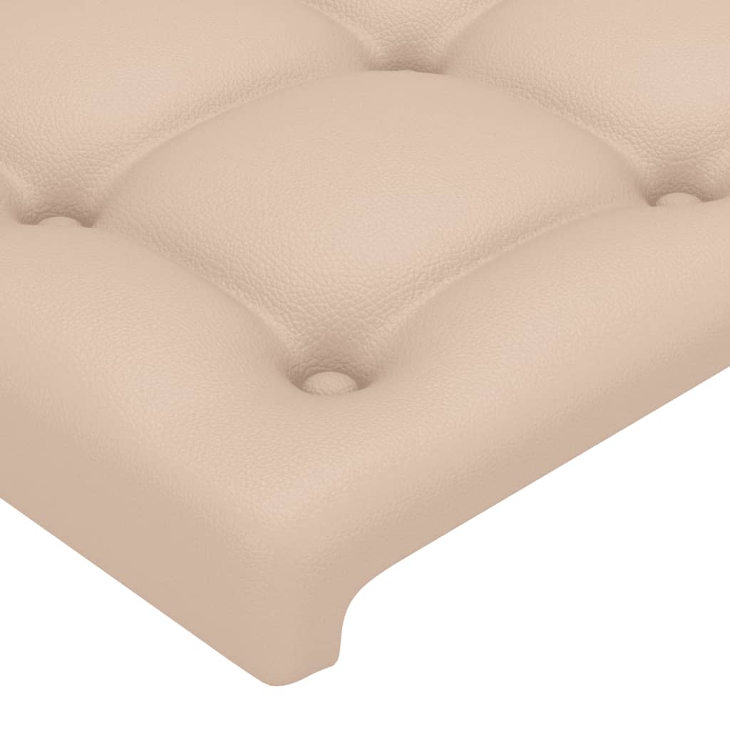 sengegavl med LED-lys 103x16x118/128 cm kunstlæder cappuccino