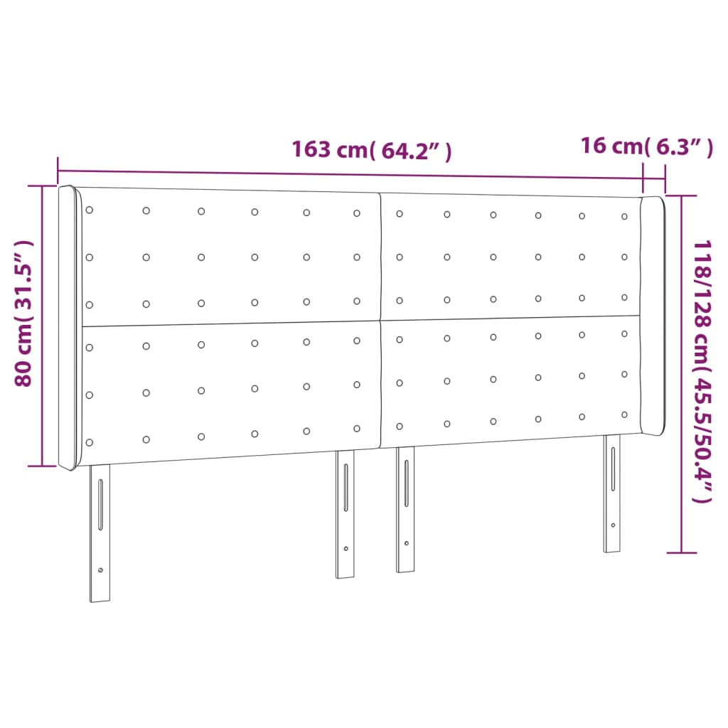 sengegavl med LED-lys 163x16x118/128 cm kunstlæder cappuccino
