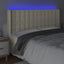 sengegavl med LED-lys 203x16x118/128 cm kunstlæder cremefarvet