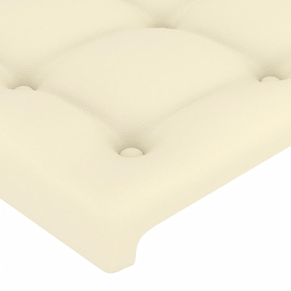 sengegavl med LED-lys 203x16x118/128 cm kunstlæder cremefarvet
