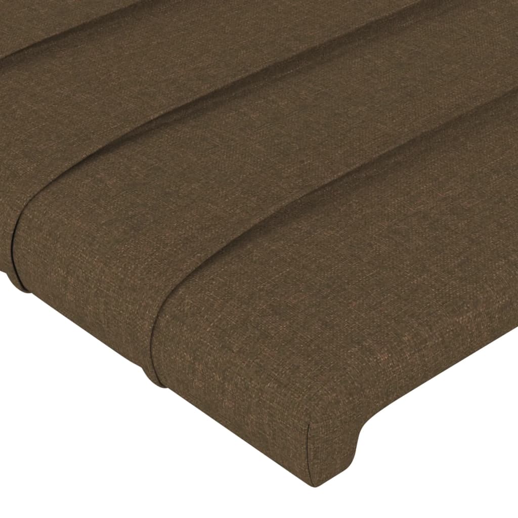 sengegavl med LED-lys 83x16x118/128 cm stof mørkebrun