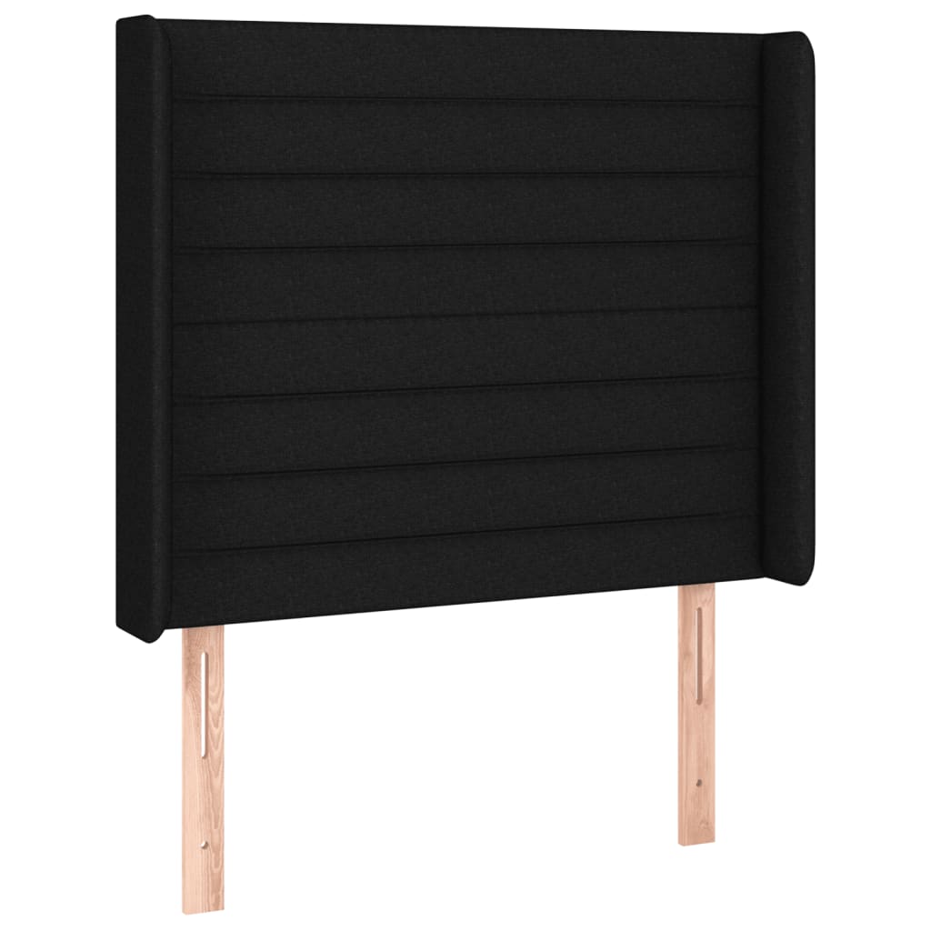 sengegavl med LED-lys 93x16x118/128 cm stof sort