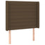 sengegavl med LED-lys 103x16x118/128 cm stof mørkebrun