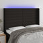 sengegavl med LED-lys 147x16x118/128 cm stof sort