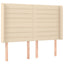 sengegavl med LED-lys 147x16x118/128 cm stof cremefarvet
