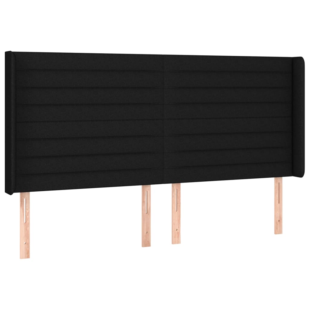 sengegavl med LED-lys 163x16x118/128 cm stof sort