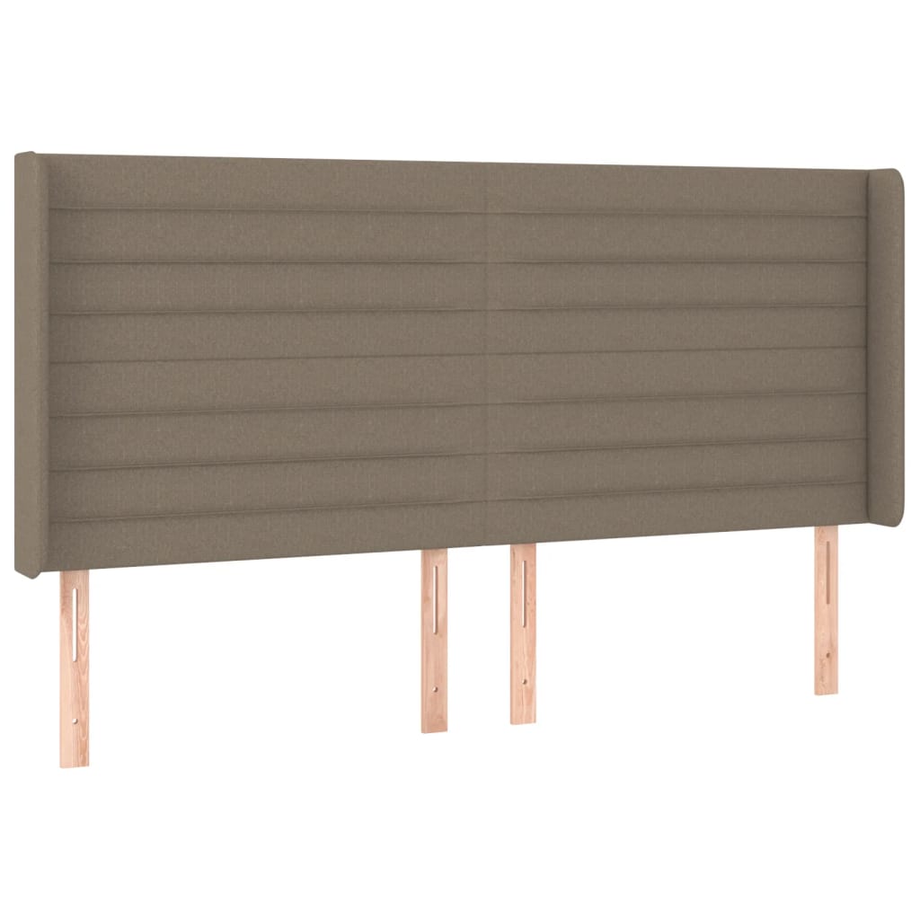 sengegavl med LED-lys 163x16x118/128 cm stof gråbrun
