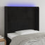 sengegavl med LED-lys 93x16x118/128 cm fløjl sort