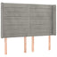 sengegavl med LED-lys 147x16x118/128 cm fløjl lysegrå