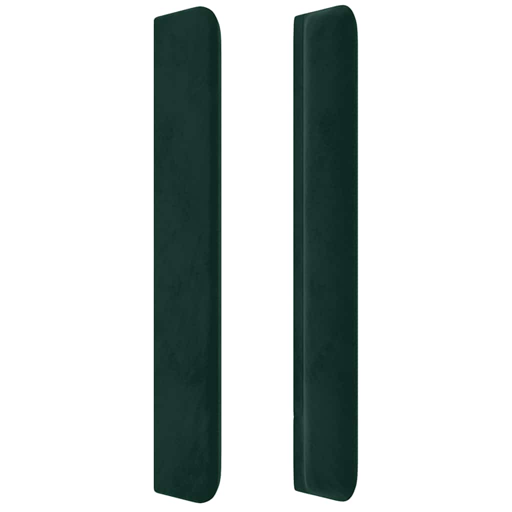 sengegavl med LED-lys 203x16x118/128 cm fløjl mørkegrøn