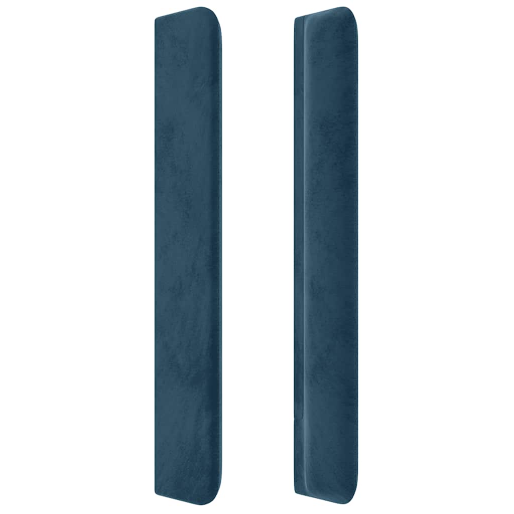 sengegavl med LED-lys 203x16x118/128 cm fløjl mørkeblå