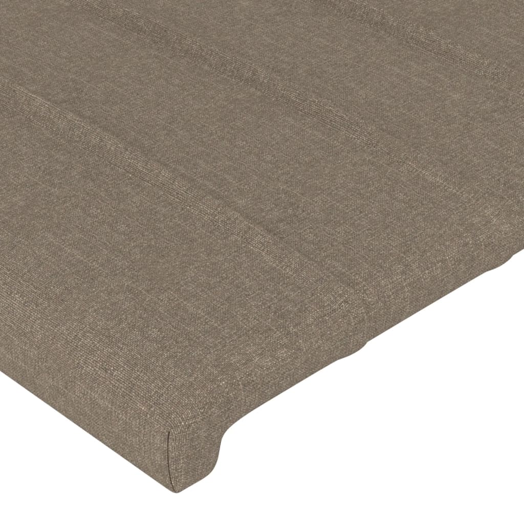 sengegavl med LED-lys 83x16x118/128 cm stof gråbrun
