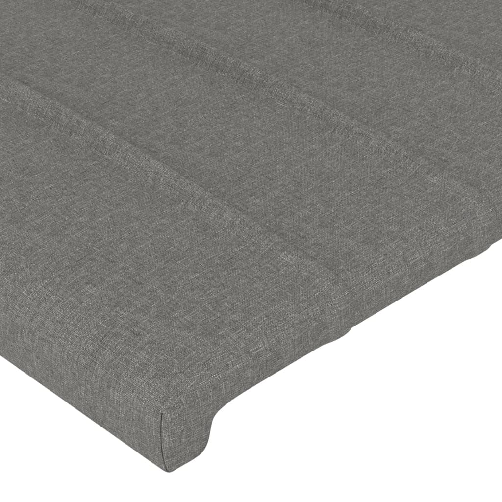 sengegavl med LED-lys 93x16x118/128 cm stof mørkegrå