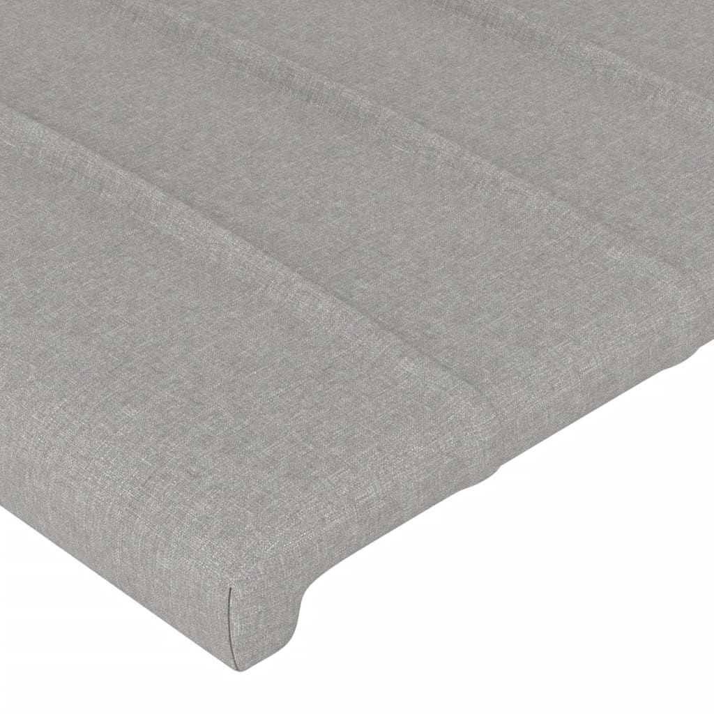 sengegavl med LED-lys 103x16x118/128 cm stof lysegrå