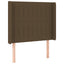 sengegavl med LED-lys 103x16x118/128 cm stof mørkebrun