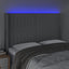 sengegavl med LED-lys 147x16x118/128 cm stof lysegrå