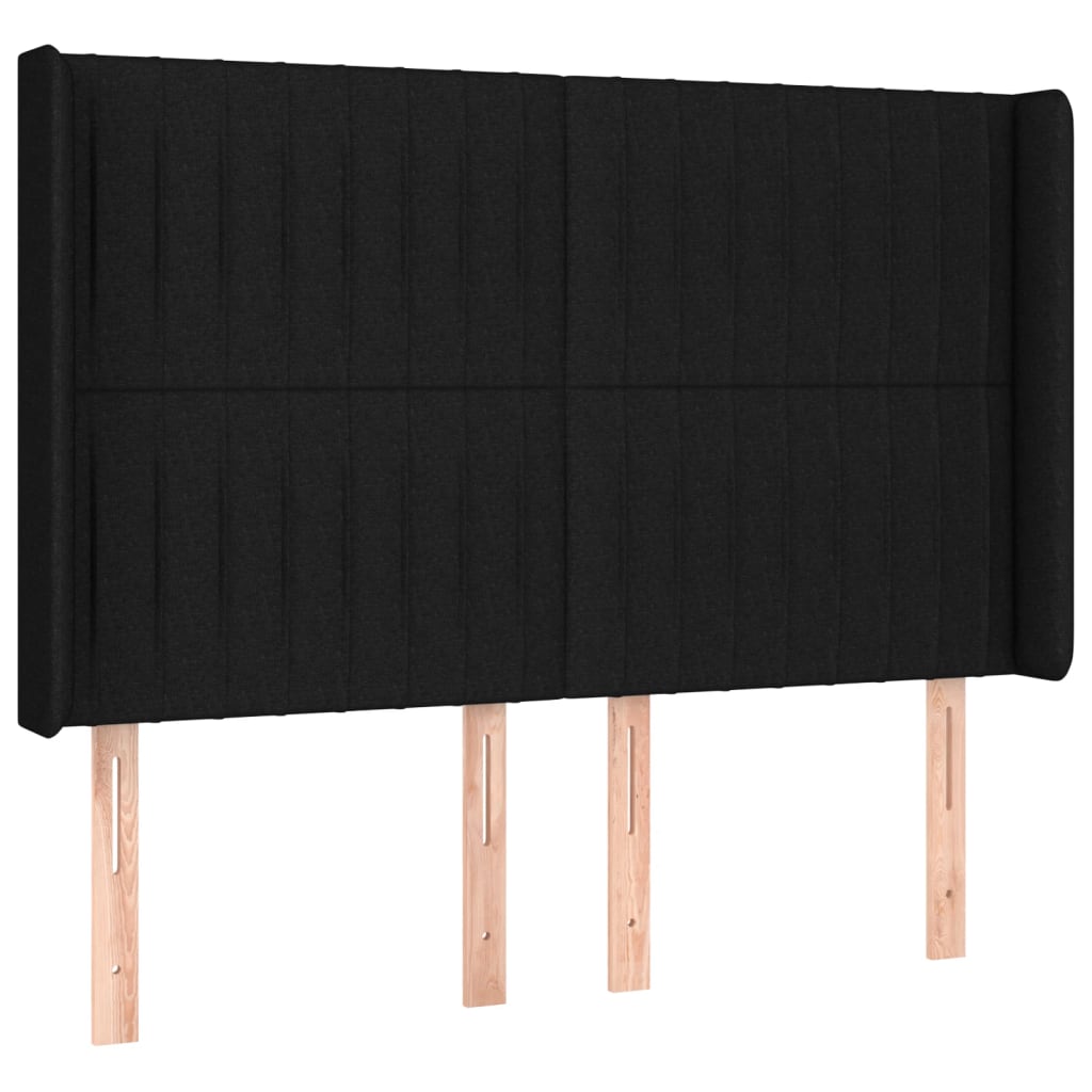 sengegavl med LED-lys 147x16x118/128 cm stof sort